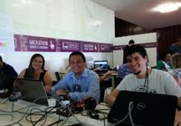 Os alagoanos Marcela Oliveira, Sergio Holanda e Bruno Lima participam da maratona hacker da Câmara dos Deputados