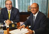O presidente da Câmara, Eduardo Cunha, e o governador Geraldo Alckmin durante reunião, em Brasília